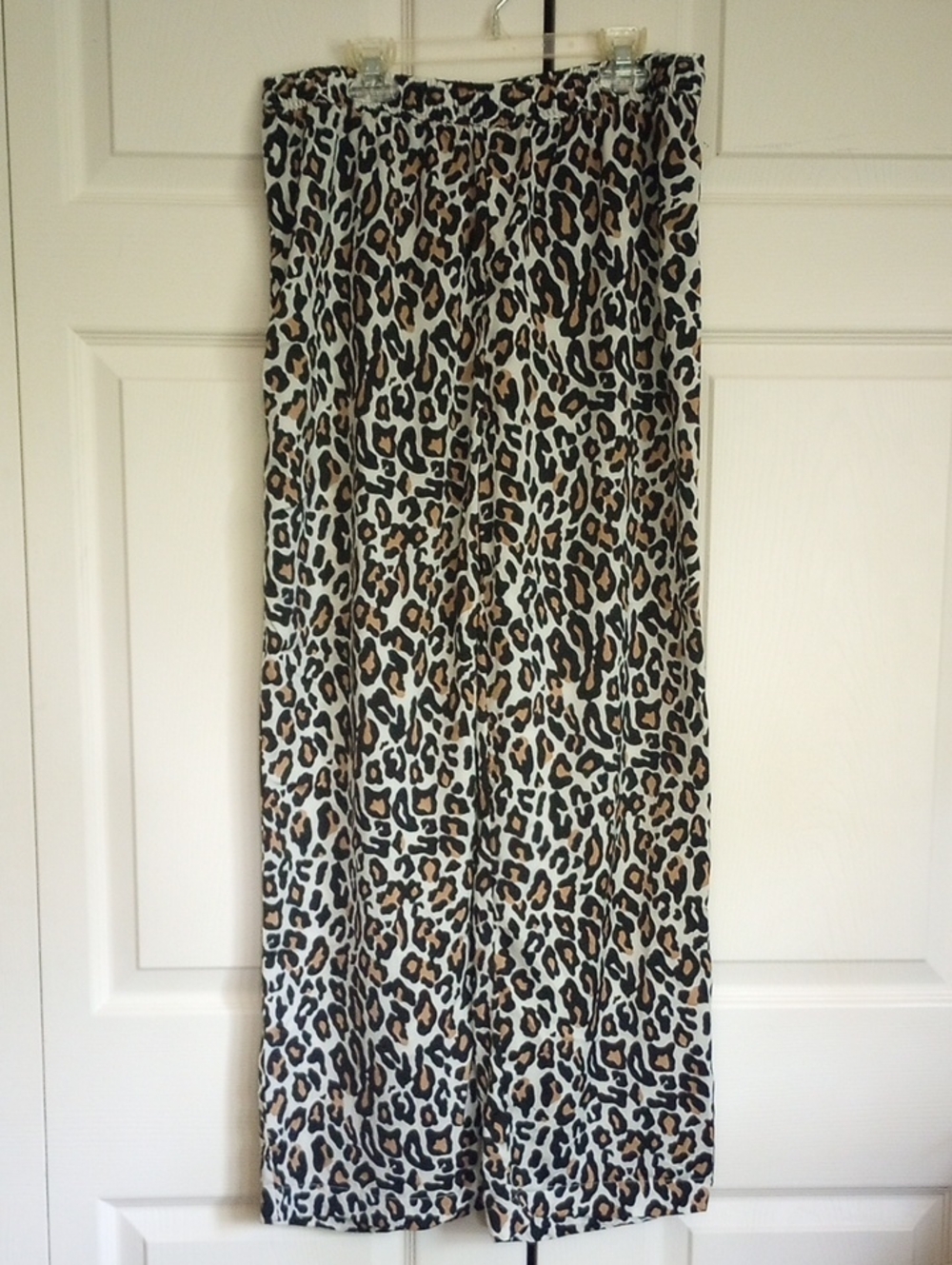 Banana Republic Leopard Print Matte Satin Wide Leg Pajama Pants M